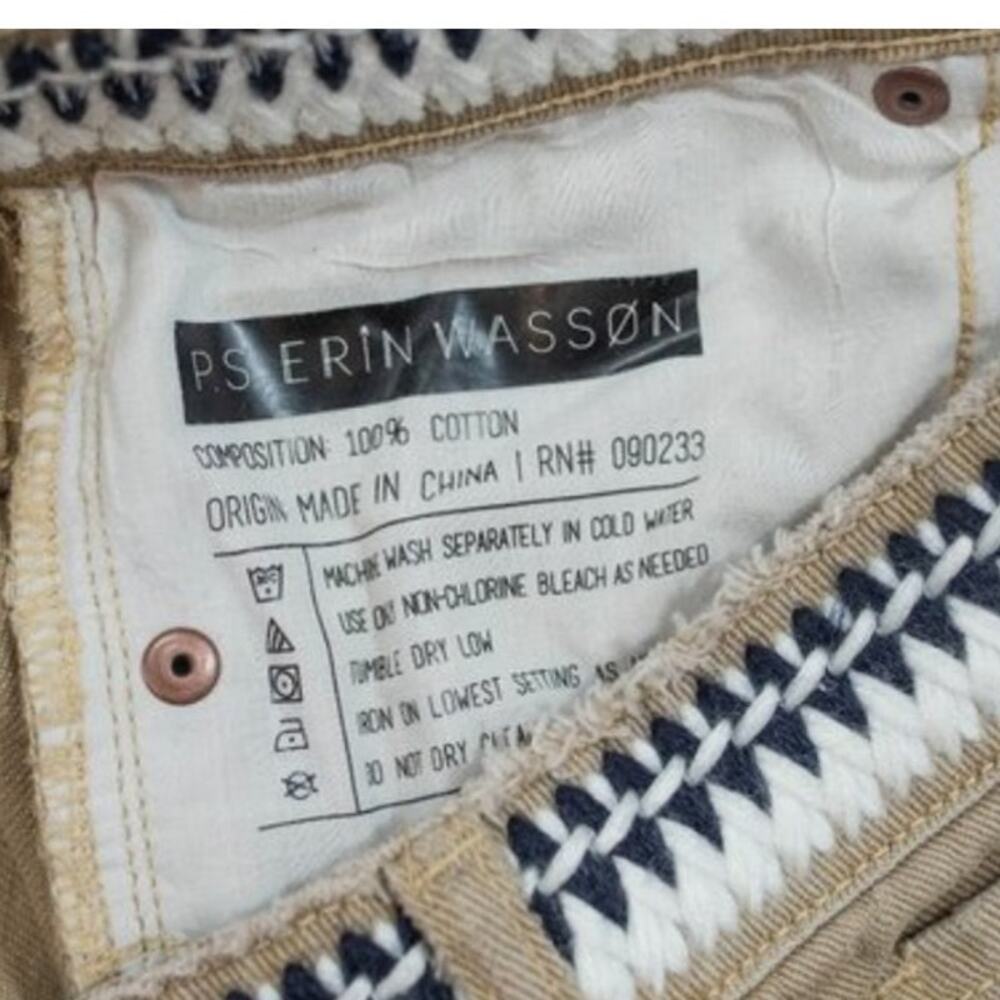 P.S. Erin Wasson Denim Shorts High Waisted Jeans Zip Fly 100% Cotton Sz 25 Tan - Picture 2 of 6